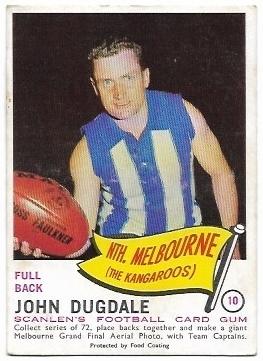 1966 VFL Scanlens (10) John Dugdale North Melbourne *
