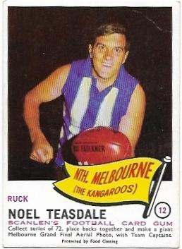 1966 VFL Scanlens (12) Noel Teasdale North Melbourne *