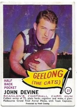 1966 VFL Scanlens (27) John Devine Geelong *