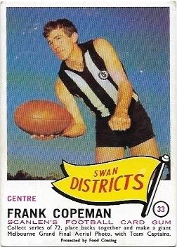 1966 VFL Scanlens (33) Frank Copeman Swan Districts *