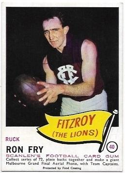 1966 VFL Scanlens (40) Ron Fry Fitzroy *
