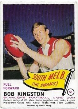 1966 VFL Scanlens (51) Bob Kingston South Melbourne *