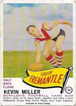 1966 VFL Scanlens (56) Kevin Miller South Fremantle *