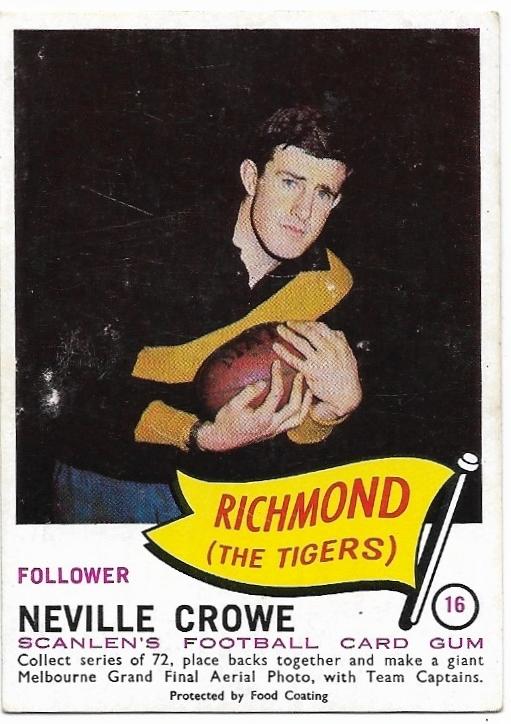 1966 VFL Scanlens (16) Neville Crowe Richmond