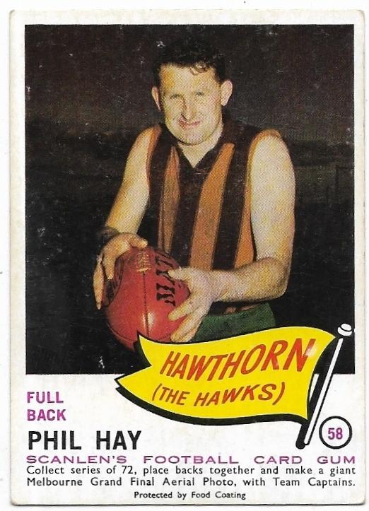 1966 VFL Scanlens (58) Phil Hay Hawthorn