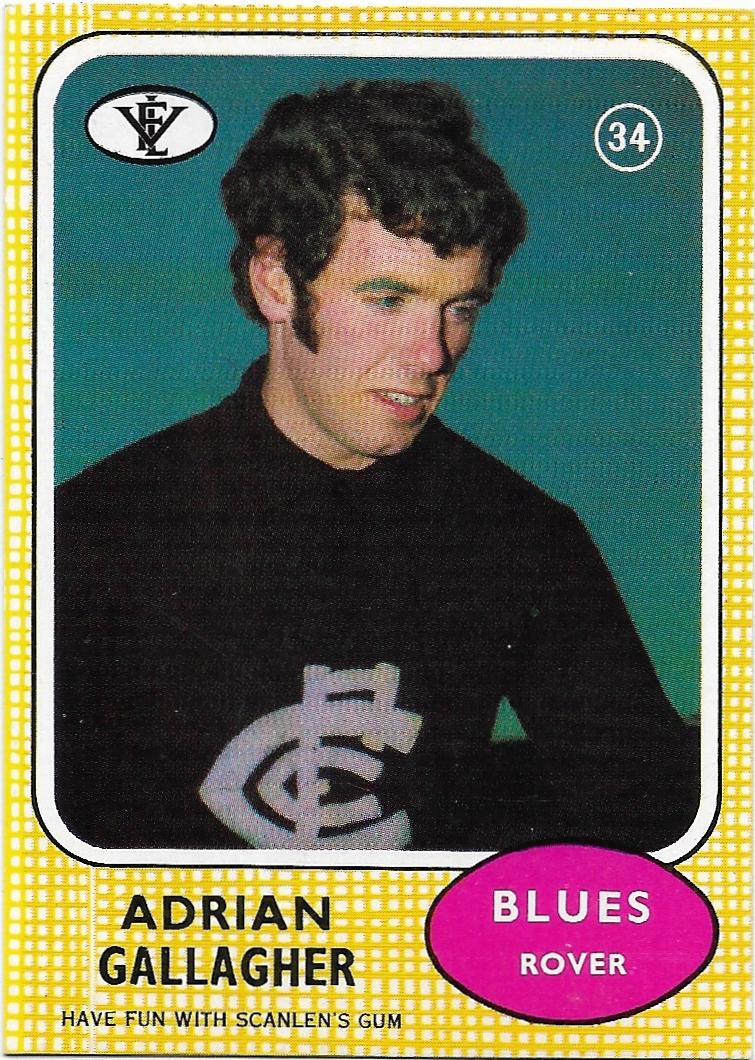 1972 VFL Scanlens (34) Adrian Gallagher Carlton