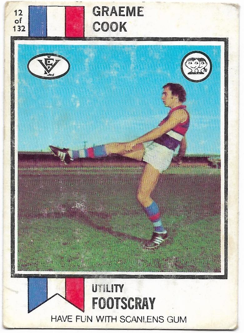1974 VFL Scanlens (12) Graeme Cook Footscray