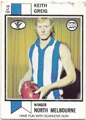 1974 VFL Scanlens (20) Keith Grieg North Melbourne
