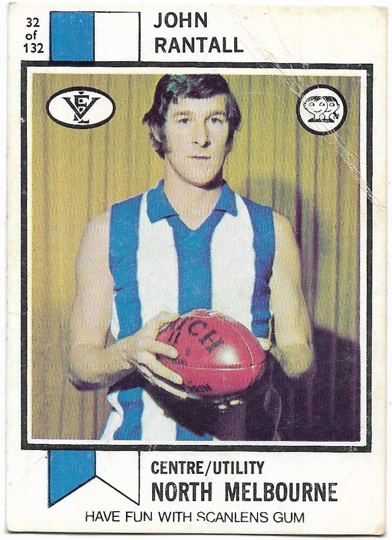 1974 VFL Scanlens (32) John Rantall North Melbourne