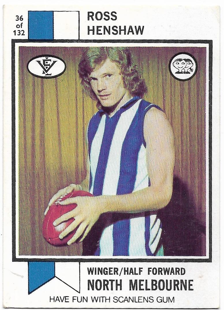 1974 VFL Scanlens (36) Ross Henshaw North Melbourne