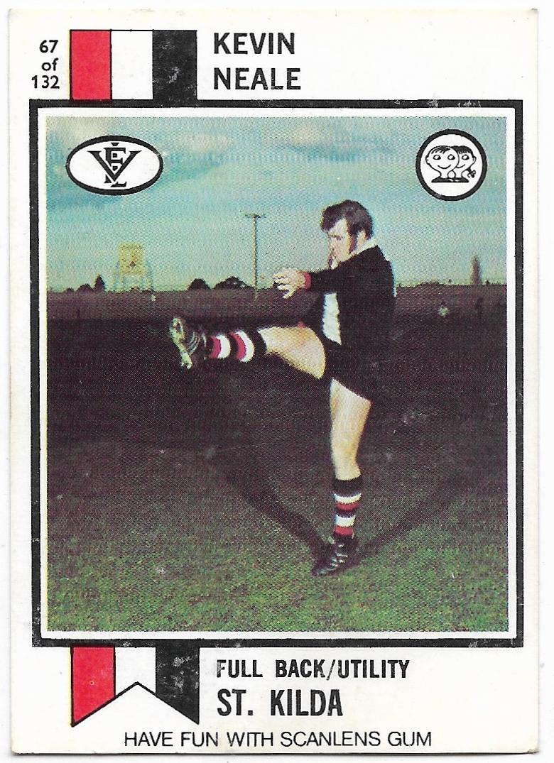 1974 VFL Scanlens (67) Kevin Neale St Kilda