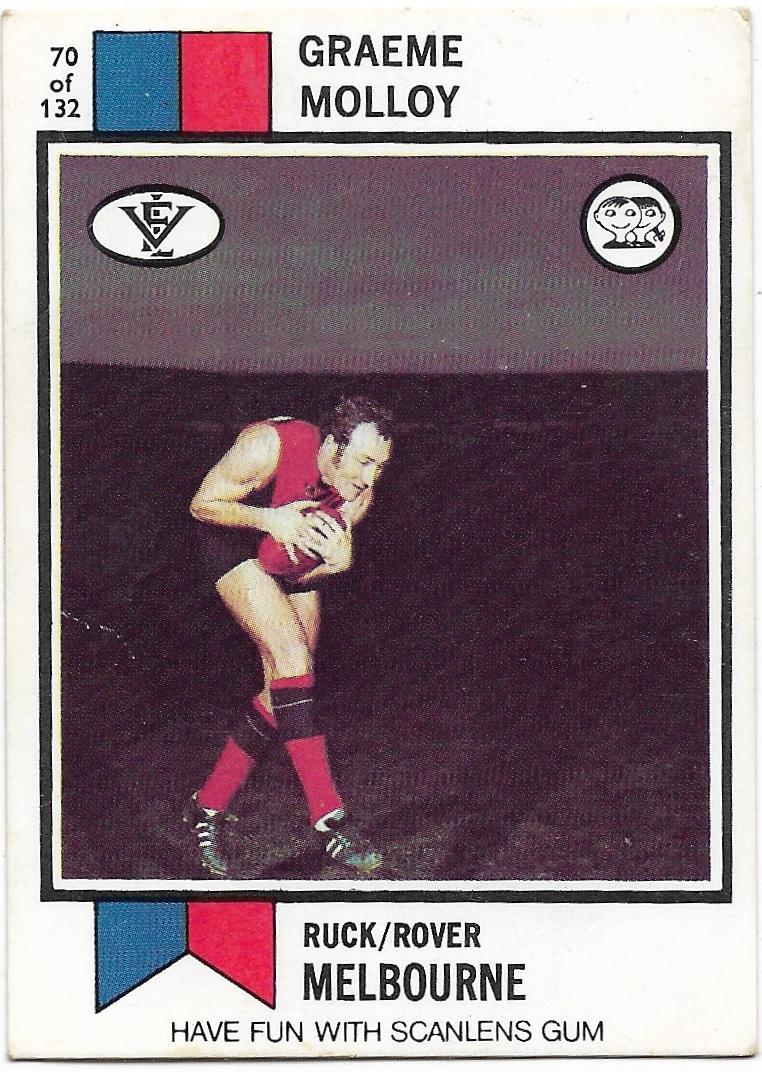 1974 VFL Scanlens (70) Graeme Molloy Melbourne