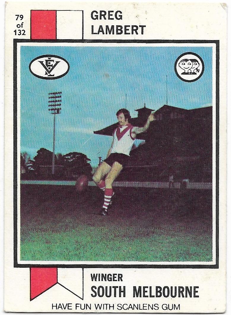 1974 VFL Scanlens (79) Greg Lambert South Melbourne