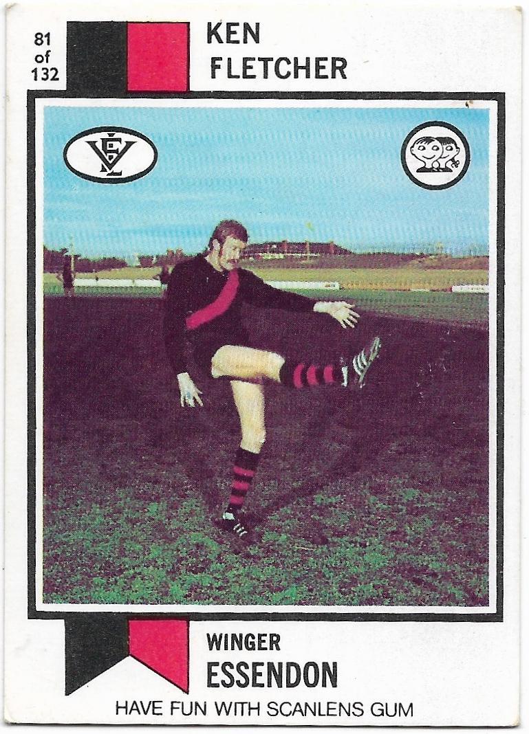 1974 VFL Scanlens (81) Ken Fletcher Essendon
