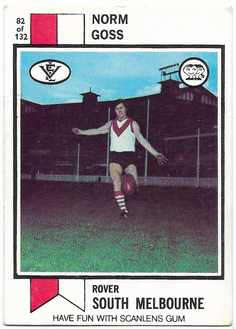 1974 VFL Scanlens (82) Norm Goss South Melbourne