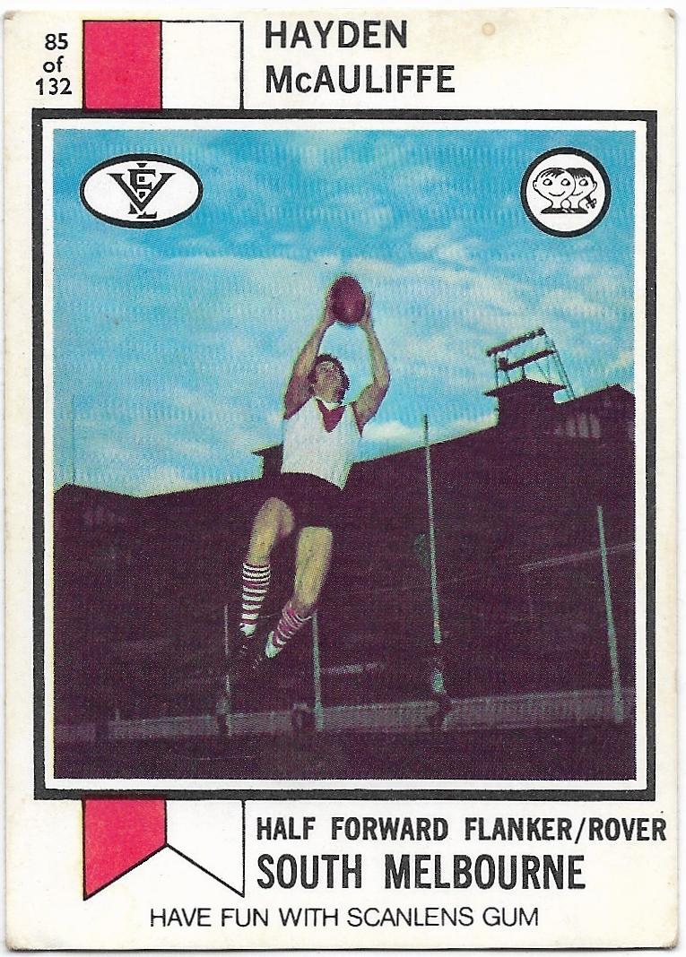 1974 VFL Scanlens (85) Hayden McAuliffe South Melbourne
