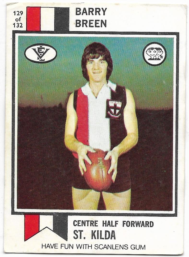 1974 VFL Scanlens (129) Barry Breen St Kilda