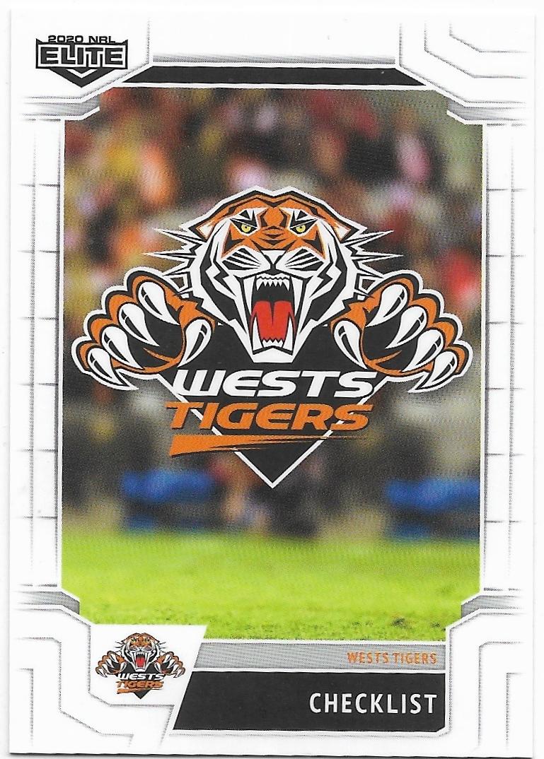 2020 Nrl Elite Base Card (136) CHECKLIST Wests Tigers