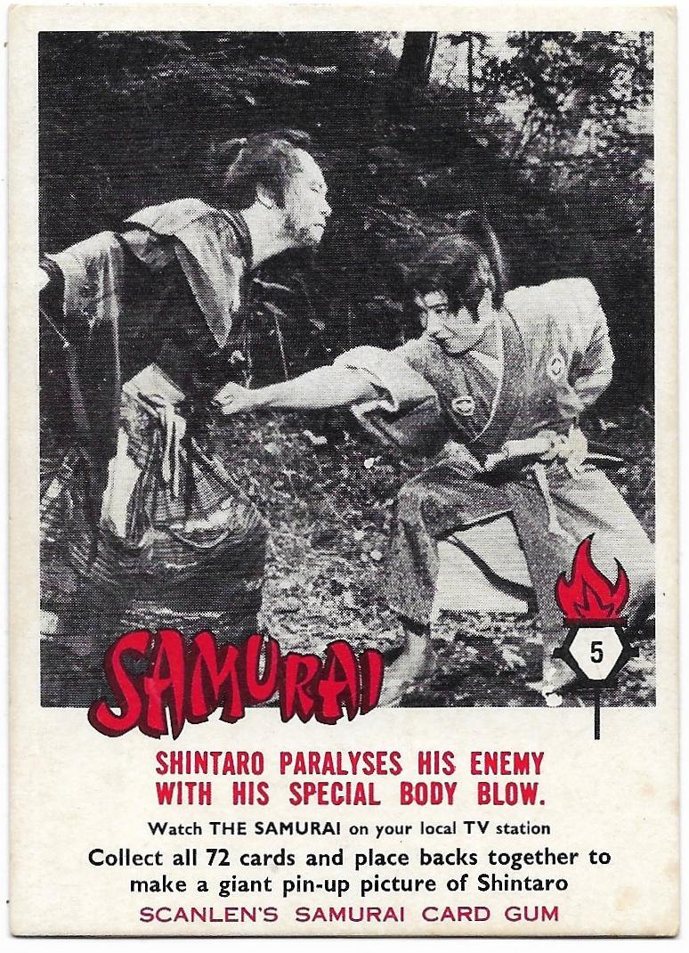 1964 Scanlens Samurai (5) Shintaro Paralyses His Enemy With His Special Body Blow