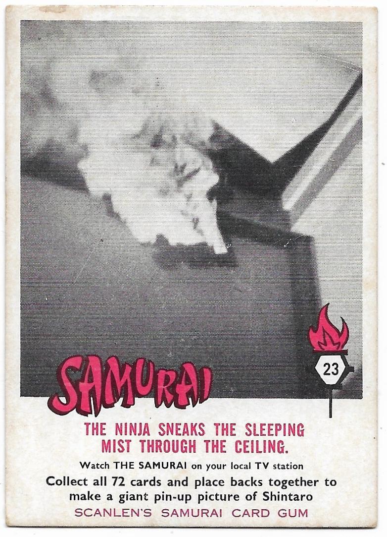 1964 Scanlens Samurai (23) The Ninja Sneaks The Sleeping Mist Through The Ceiling