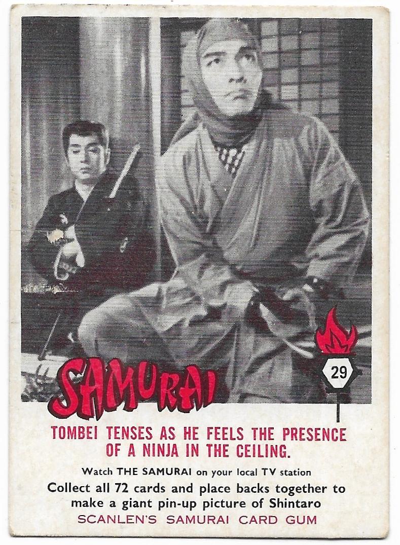 1964 Scanlens Samurai (29) Tombei Tenses As He Feels The Presence Of A Ninja In The Ceiling