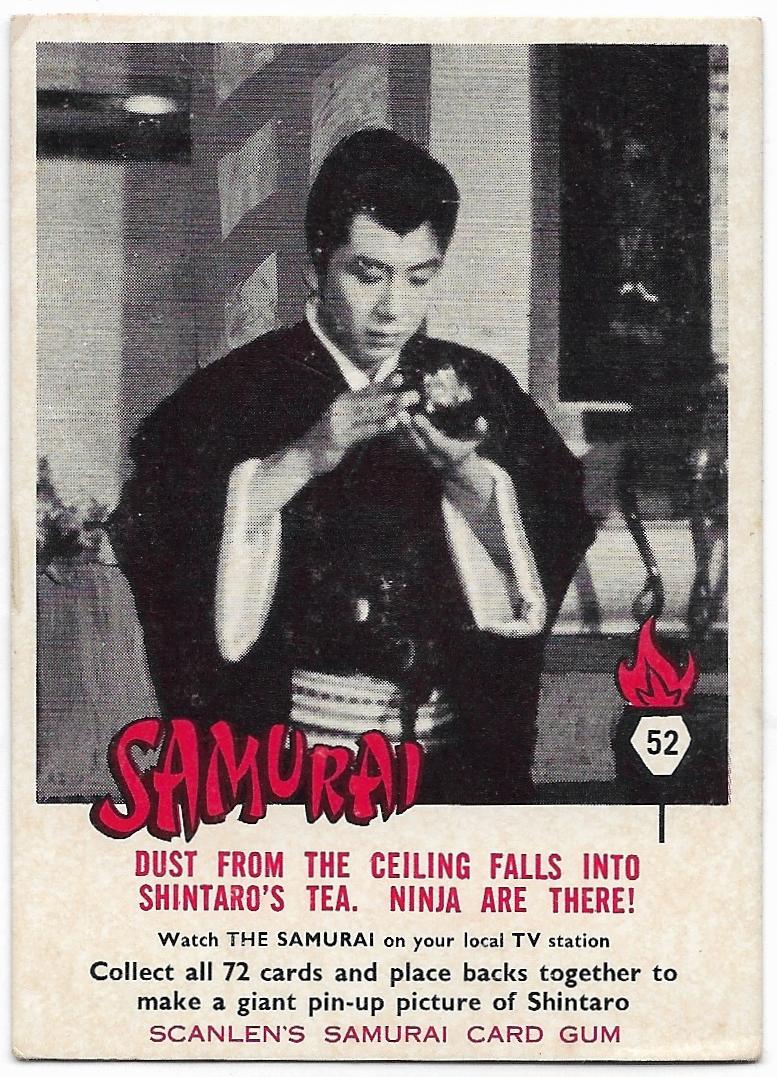 1964 Scanlens Samurai (52) Dust From The Ceiling Falls Into Shintaro Tea. Ninja Are There