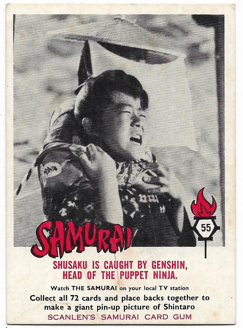 1964 Scanlens Samurai (55) Shusaku Is Caught By Genshin, Head Of The Puppet Ninja