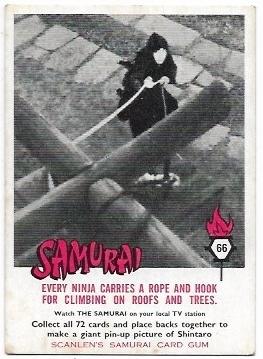 1964 Scanlens Samurai (66) Every Ninja Carries A Rope And Hook For Climbing On Roofs And Trees