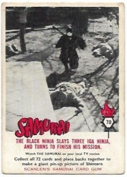 1964 Scanlens Samurai (70) The Black Ninja Slays Three Iga Ninja, And Turns To Finish His Mission