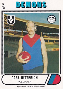 1976 VFL Scanlens (62) Carl DITTERICH Melbourne