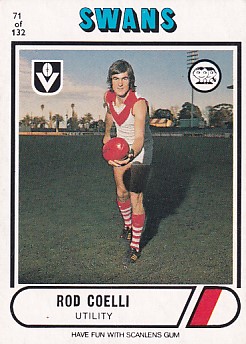 1976 VFL Scanlens (71) Rod COELLI South Melbourne