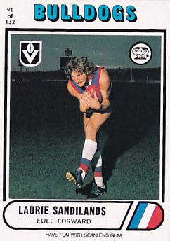 1976 VFL Scanlens (91) Laurie SANDILANDS Footscray