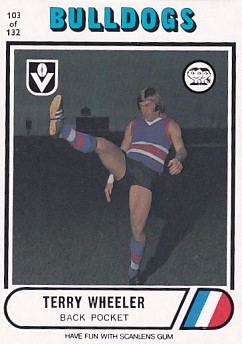 1976 VFL Scanlens (103) Terry WHEELER Footscray