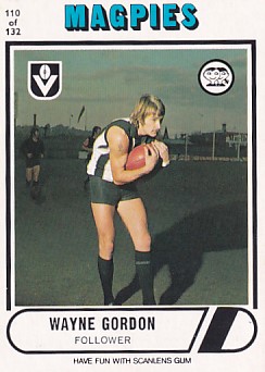 1976 VFL Scanlens (110) Wayne GORDON Collingwood