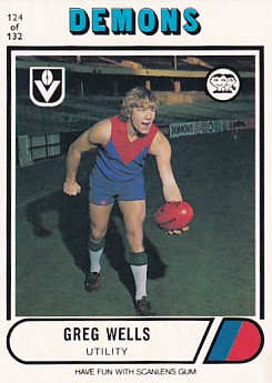 1976 VFL Scanlens (124) Greg WELLS Melbourne