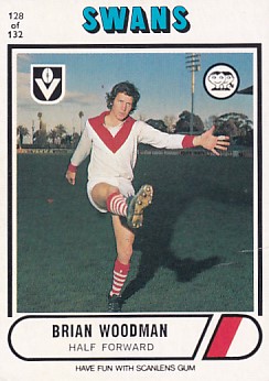 1976 VFL Scanlens (128) Brian WOODMAN South Melbourne