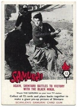 1964 Scanlens Samurai (12) Again, Shintaro Battles To Victory With The Black Ninja *