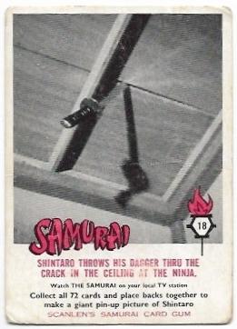 1964 Scanlens Samurai (18) Shintaro Throws His Dagger Thru The Crack In The Ceiling At The Ninja *