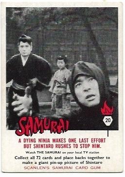 1964 Scanlens Samurai (20) A Dying Ninja Makes One Last Effort But Shintaro Rushes To Stop Him *