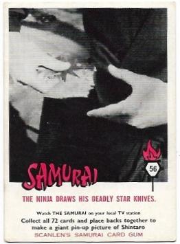 1964 Scanlens Samurai (56) The Ninja Draws His Deadly Star Knives