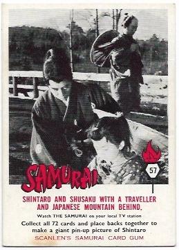 1964 Scanlens Samurai (57) Shintaro And Shusaku With A Traveller And Japanese Mountain Behind
