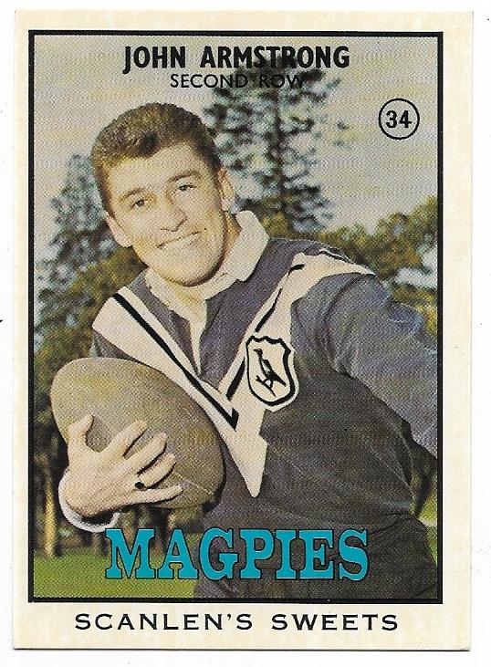 1968 B Scanlens Rugby League (34) John Armstrong Magpies