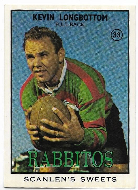 1968 B Scanlens Rugby League (33) Kevin Longbottom Rabbitohs