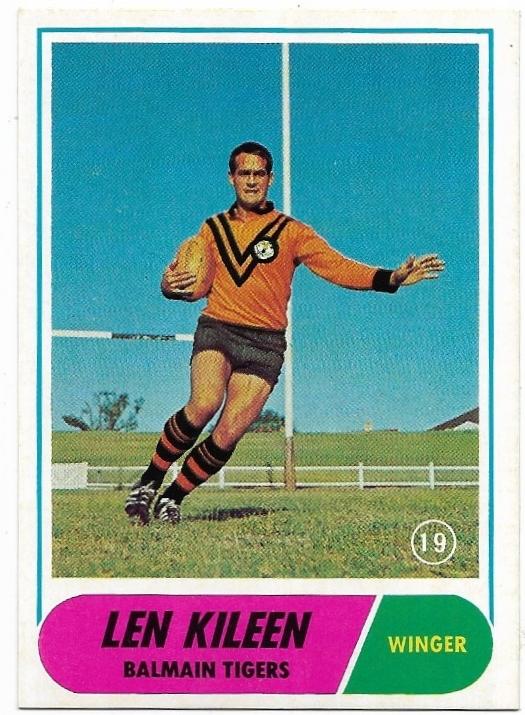 1969 Scanlens Rugby League (19) Len Kileen Balmain Tigers