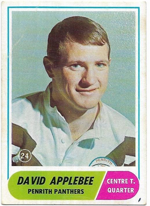 1969 Scanlens Rugby League (24) David Applebee Penrith Panthers *