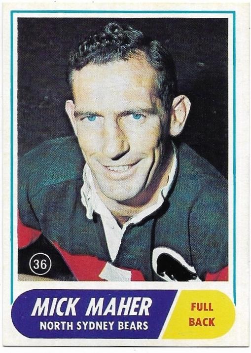 1969 Scanlens Rugby League (36) Mick Maher North Sydney Bears