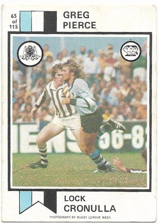 1974 Scanlens Rugby League (65) Greg Pierce Cronulla *