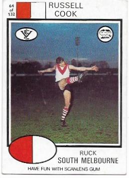 1975 VFL Scanlens (64) Russell COOK South Melbourne