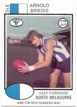 1975 VFL Scanlens (101) Arnold BRIEDIS North Melbourne *