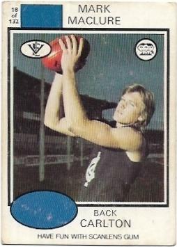 1975 VFL Scanlens (18) Mark MACLURE Carlton *
